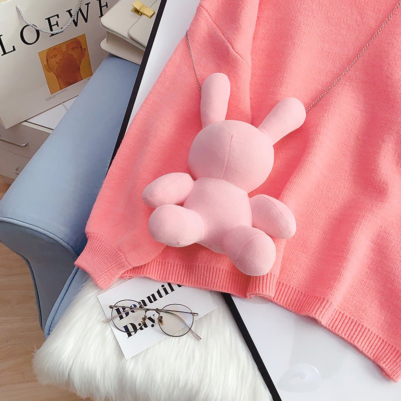 Pink cute doll rabbit sweater sweater sweater  5066
