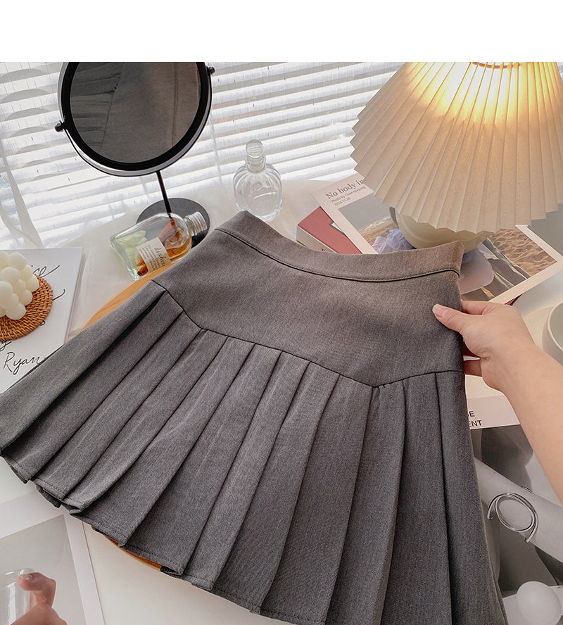 Foreign style aging day high waist pleated skirt  5348