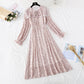 French retro floral lace up waist slim temperament long skirt  3924