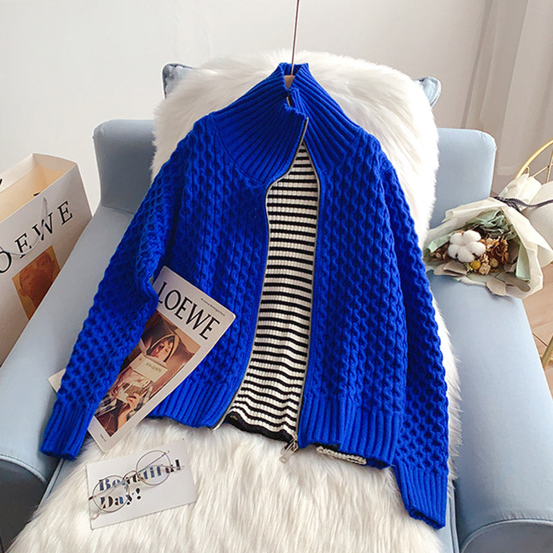 Klein Blaue Strickjacke mit Reißverschluss 5126