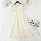 Lace dress with slim waist small skirt  4422