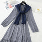 Long large skirt stitched small fresh floral dress with shawl  3880