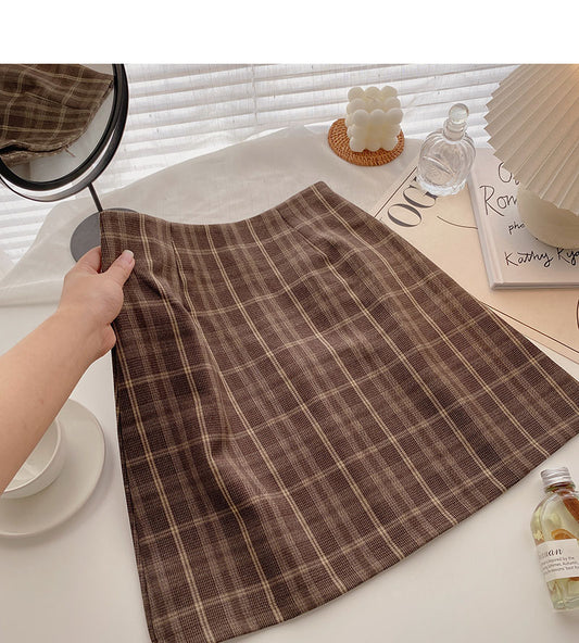 New Korean high waist Hong Kong style retro skirt  5326