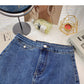Retro casual denim high waist slim skirt fashion  5401