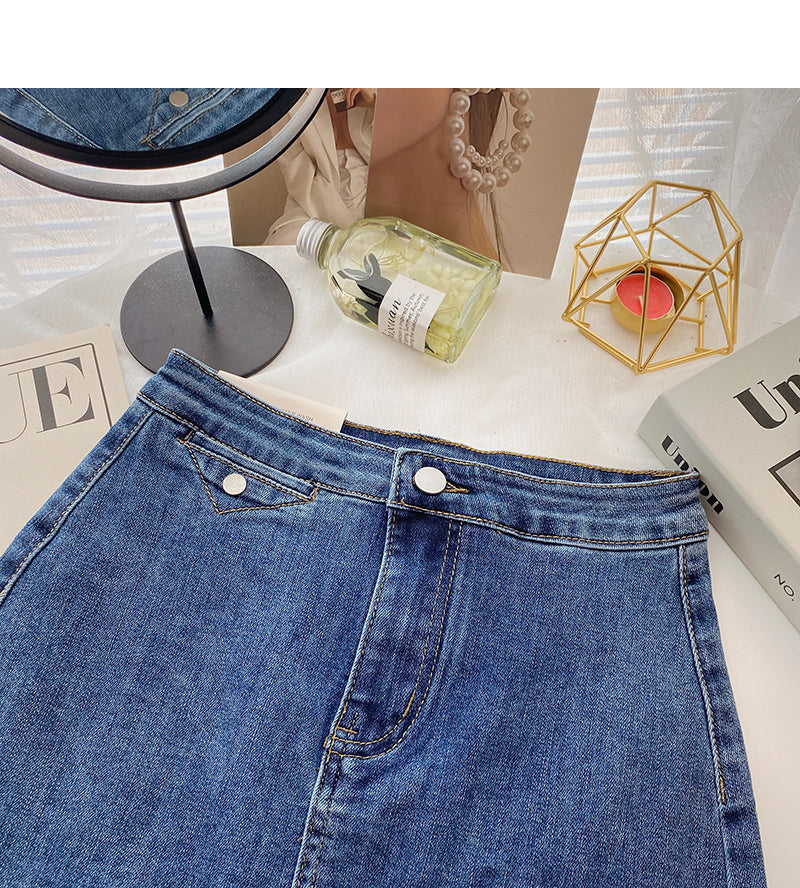 Retro casual denim high waist slim skirt fashion  5401