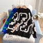 Lazy wind three-dimensional flocking sweater female  4952