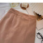 Woolen skirt sweet solid color high waist thin A-line skirt  5438