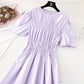 Narrow waist, slim temperament, bubble sleeves, small Hepburn skirt  4148