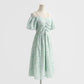 Französisches schulterfreies Kleid aus Baumwollleinen mit Hosenträgern 4293