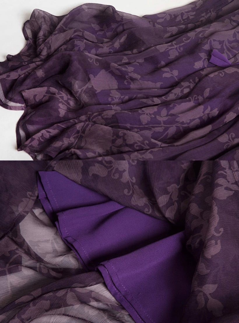 floral romantic skirt,purple silk skirt  3627