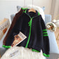 Lazy design high neck zipper sweater cardigan women  4953