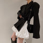 Splicing bubble flower bud cloud skirt, spring skirt, high waist A-line skirt  3666