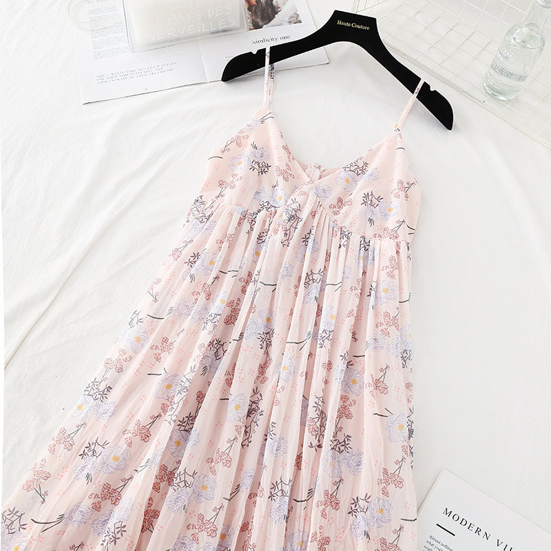 Pleated Chiffon Skirt fairy super xiansen French dress  4122