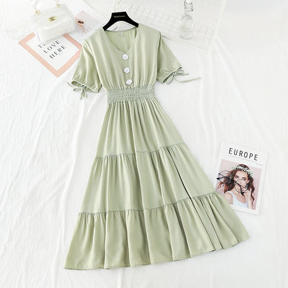 V-neck waist length skirt retro cool style  4176