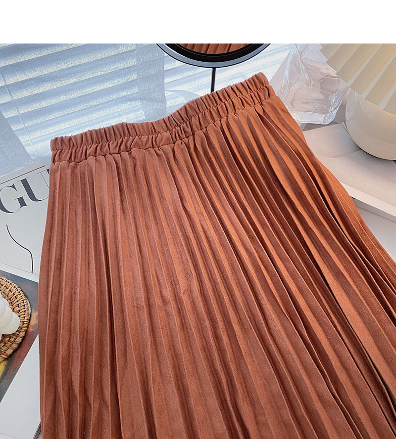 Retro port style leisure A-shaped high waist mid length skirt  5733