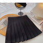 Pleated skirt is a popular solid color high waist A-line skirt  5357