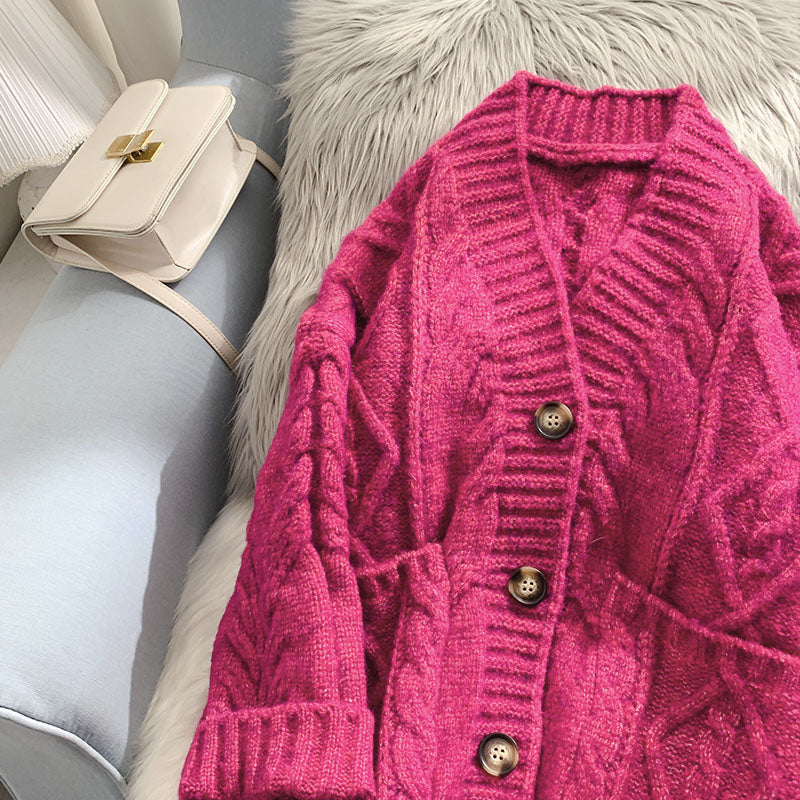 Twist Pullover Cardigan mittellanger Pullover Mantel 5100