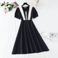 French Retro Tea Break temperament waist length skirt A-line skirt  4249