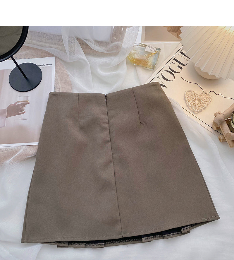 Age reducing design, slim high waist pleated skirt  5662