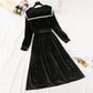 French retro golden velvet fairy super xiansen long skirt  3812