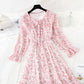 Retro floral Platycodon grandiflorum skirt shows thin waist  3842