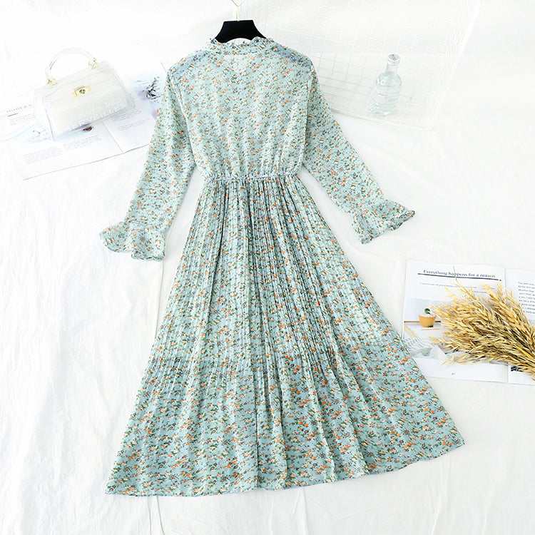 New French Vintage Chiffonrock mit dünner Rüsche an der Taille 4698