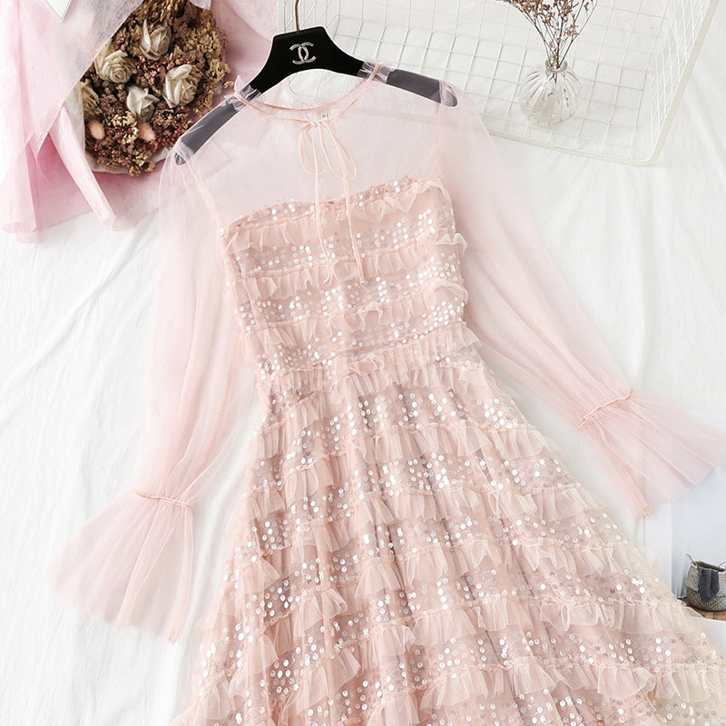 French first love little fragrant wind mesh fairy skirt  4306