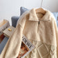 Lamb wool stitched sweater sweater sweater jacket  4974