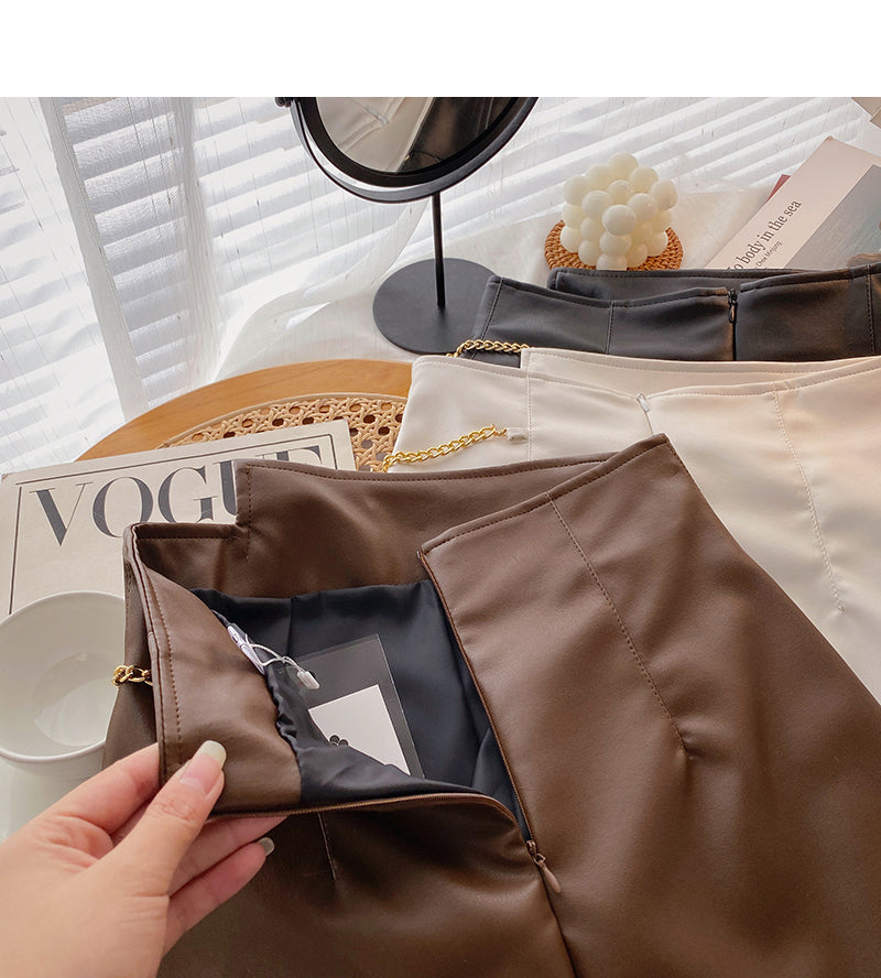 Korean chain high waist irregular slim design Hip Wrap Skirt  5328