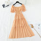 New style goddess of temperament fan lace edge French retro long skirt  4644