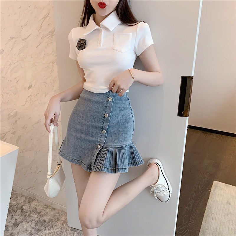 Denim skirt, high-waisted skirt ,mermaid skirt  3644