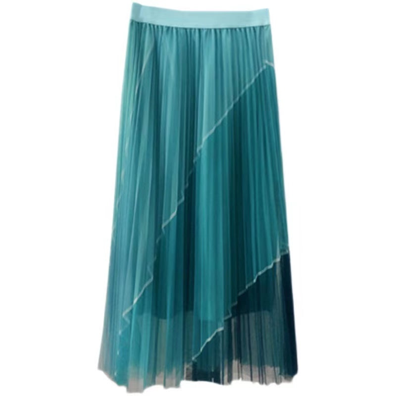 New contrasting color gauze skirt, high waist color matching gauze skirt skirt  3708