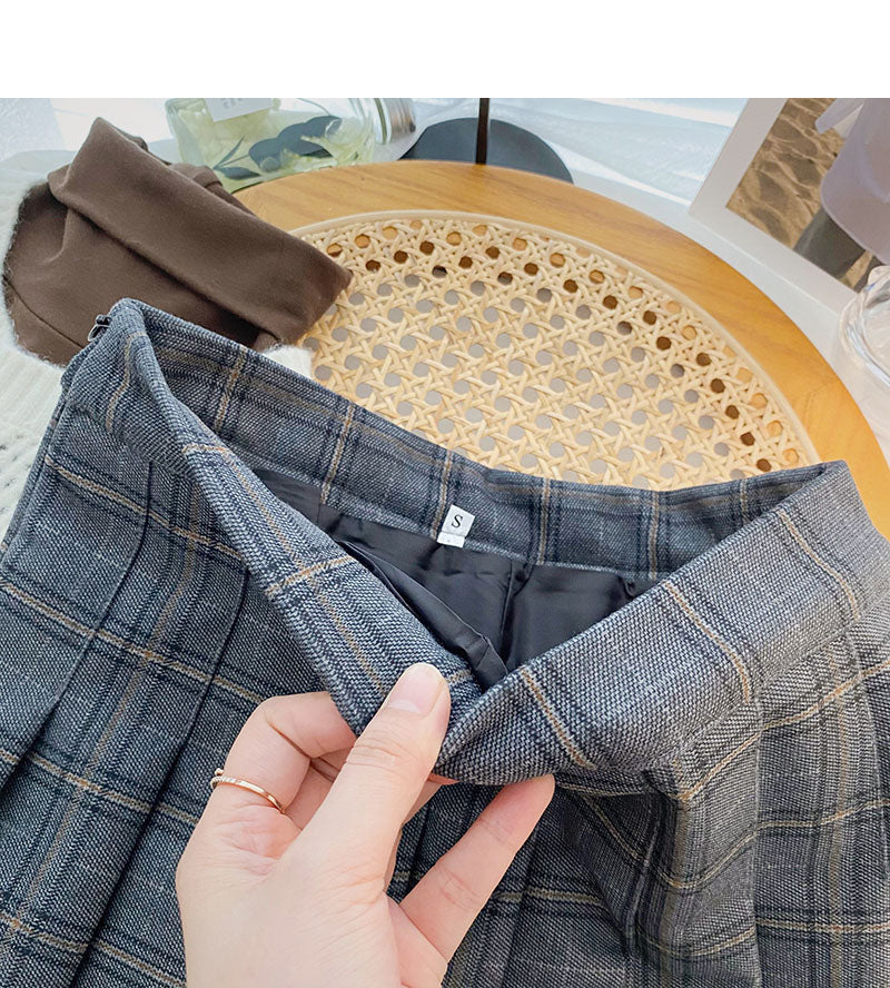 Slim and slim design lattice high waist A-line skirt  5485