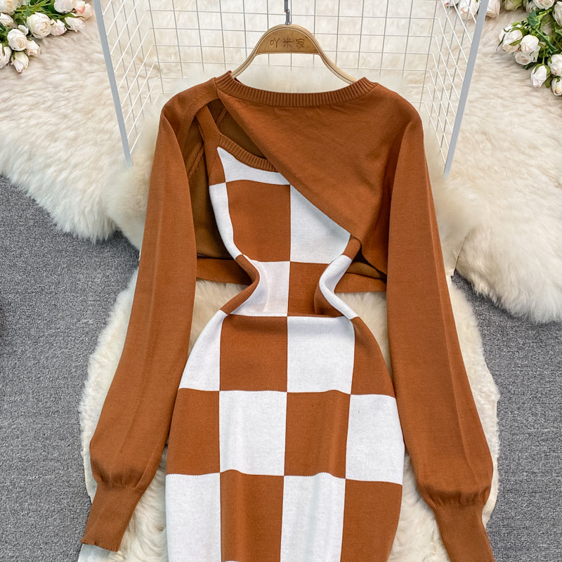 Reines Strapskleid Halbstrickbluse Zweiteiler 3759