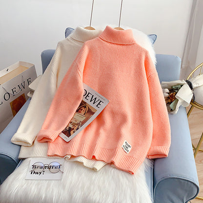 Pull col roulé couleur bonbon pull pull top 5058