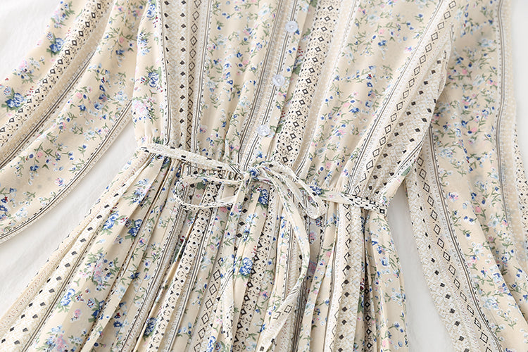 French retro floral fairy super xiansen bottomed skirt medium length  3800