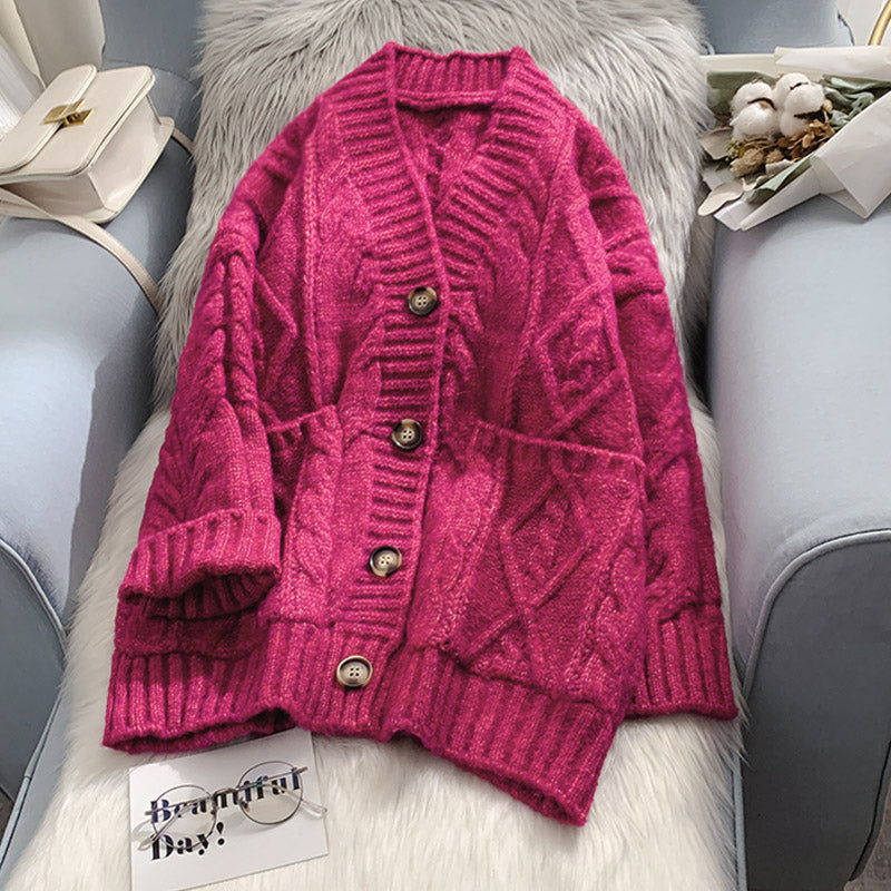 Twist Pullover Cardigan mittellanger Pullover Mantel 5100