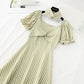 New style bubble sleeve design sense of minority French retro plaid skirt  4691