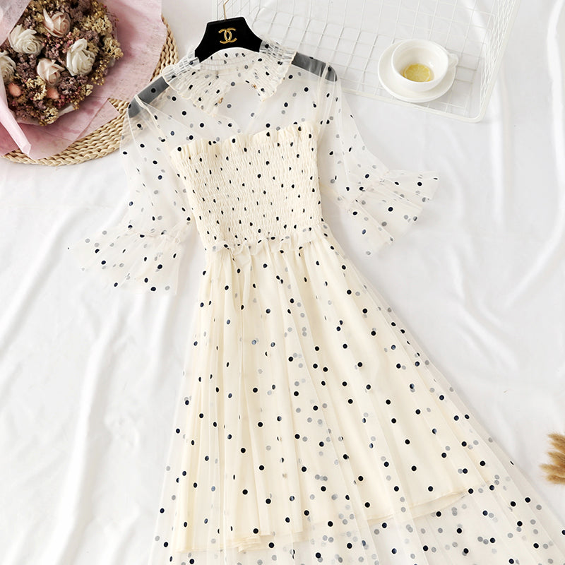 Robe en maille à pois ondulés Xiaozhong série Super Xiansen 4318