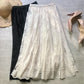 drape feeling show thin big skirt arranged A-line skirt  3694