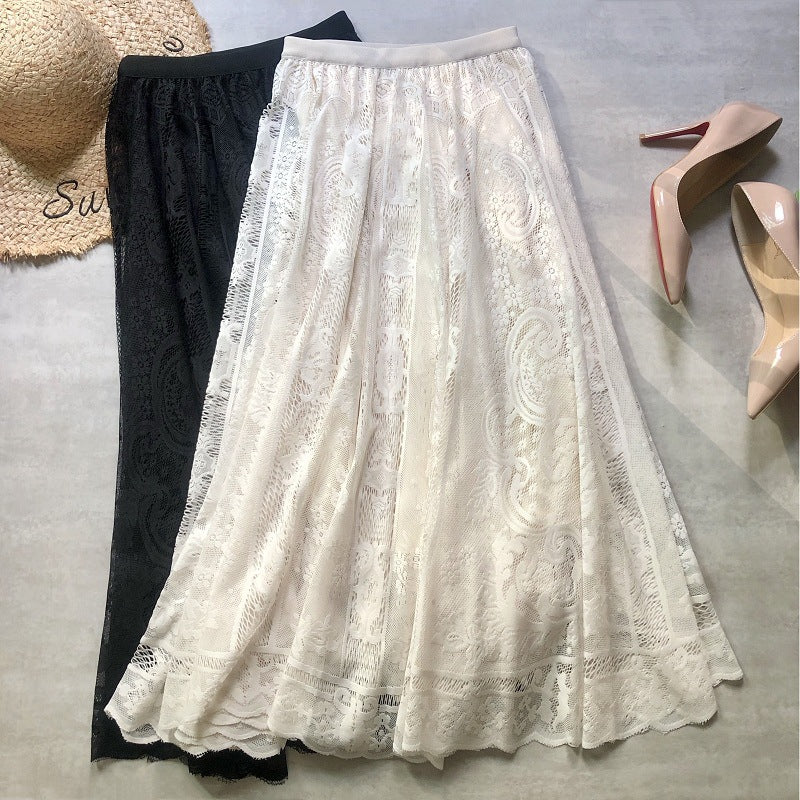 drape feeling show thin big skirt arranged A-line skirt  3694