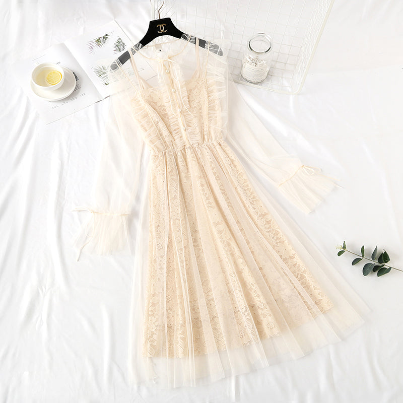 Minority French retro doll dress with lace dress  4324