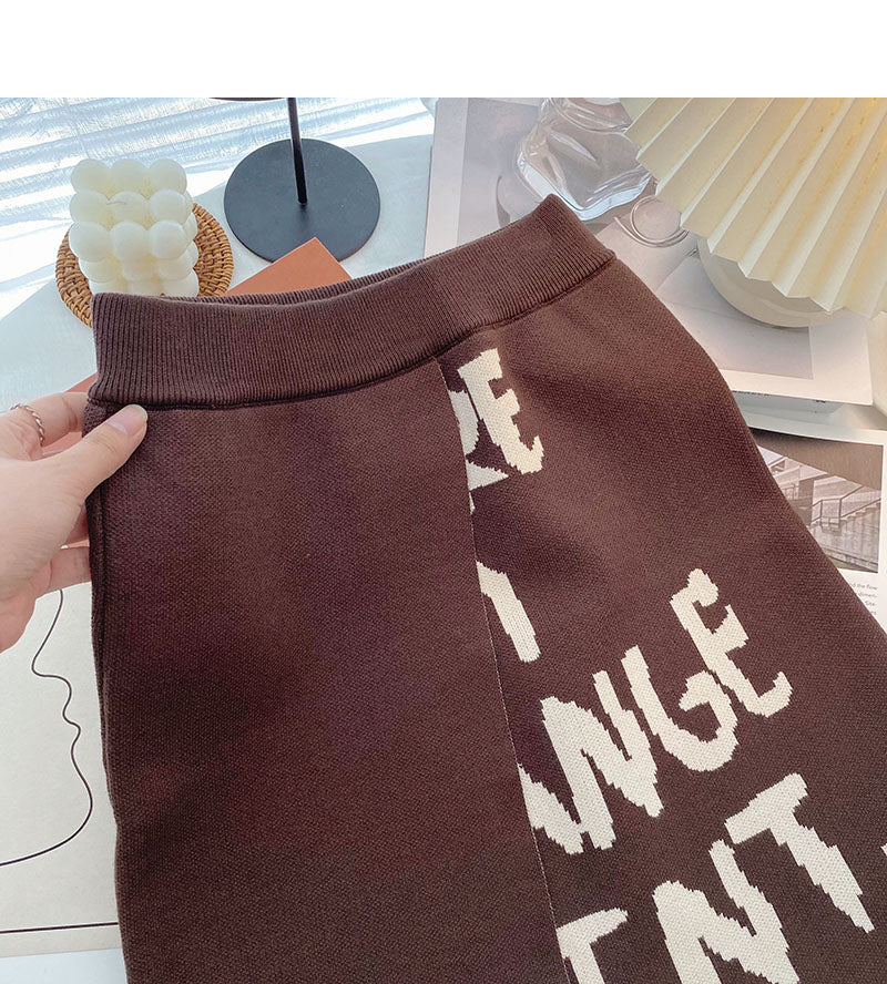 A-förmiger Rock mit hoher Taille und hoher Taille der neuen koreanischen Minderheitsmode mit Retro-Print 5431