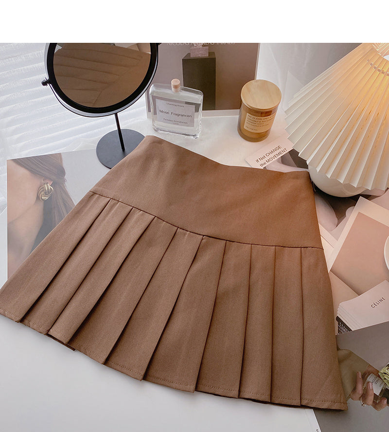 Neues Design personalisierter zweireihiger A-Linien-Faltenrock mit Knöpfen und hoher Taille 5647