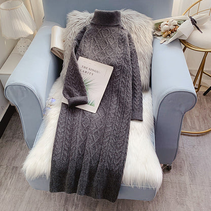 High neck long style with coat and woolen dress  4926