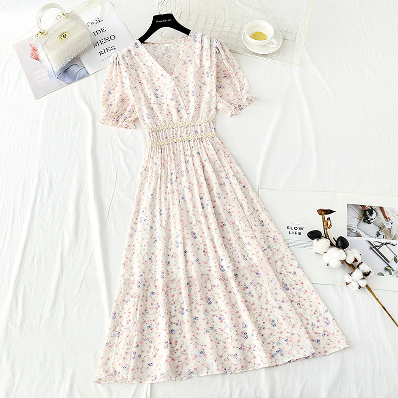 Robe vintage française en mousseline de soie à volants 4885