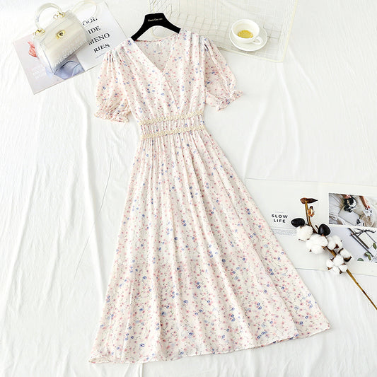 Robe vintage française en mousseline de soie à volants 4885
