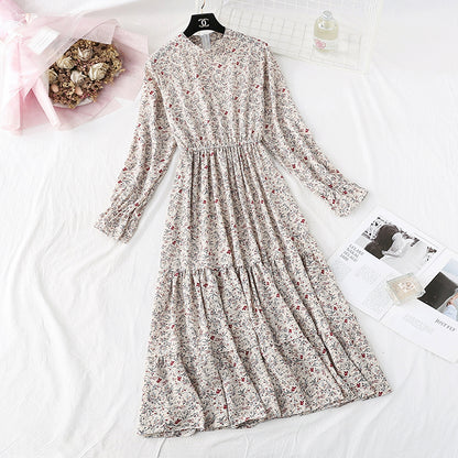 New French retro half high collar with a bottomed Chiffon Skirt  4577
