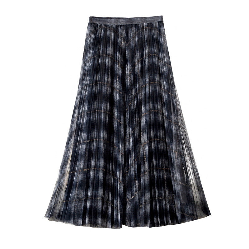 thousand bird shape skirt, high waist pleated skirt, medium and long gauze skirt  3701