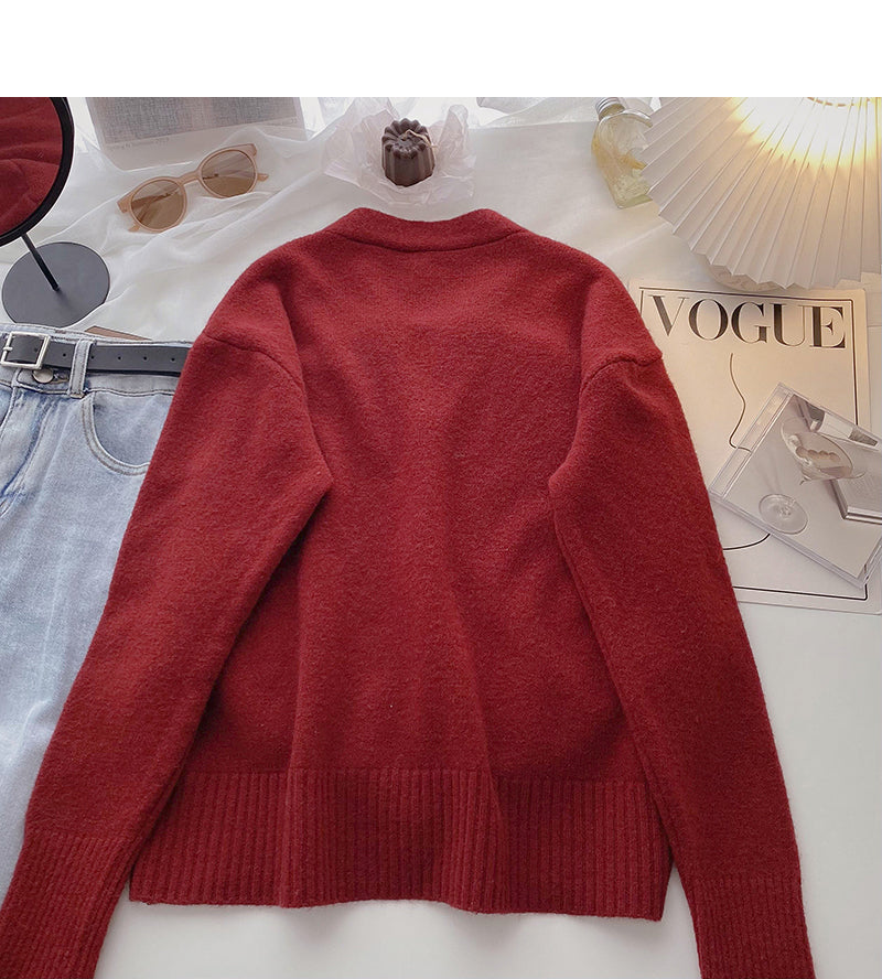 Korean retro personalized single breasted top fashion  5977